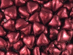 Milk Chocolate Foil Hearts 1Kg Burgundy