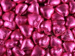 Milk Chocolate Foil Hearts 1kg Bag Hot Pink