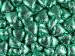 Milk Chocolate Foil Hearts 1kg Bag Light Green