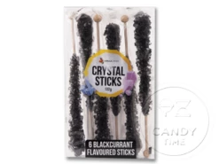 Crystal Rock Candy Sticks Blackcurrant Black 6 Pack