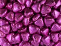 Lolliland Milk Chocolate Foil Hearts 1kg Bag Hot Pink