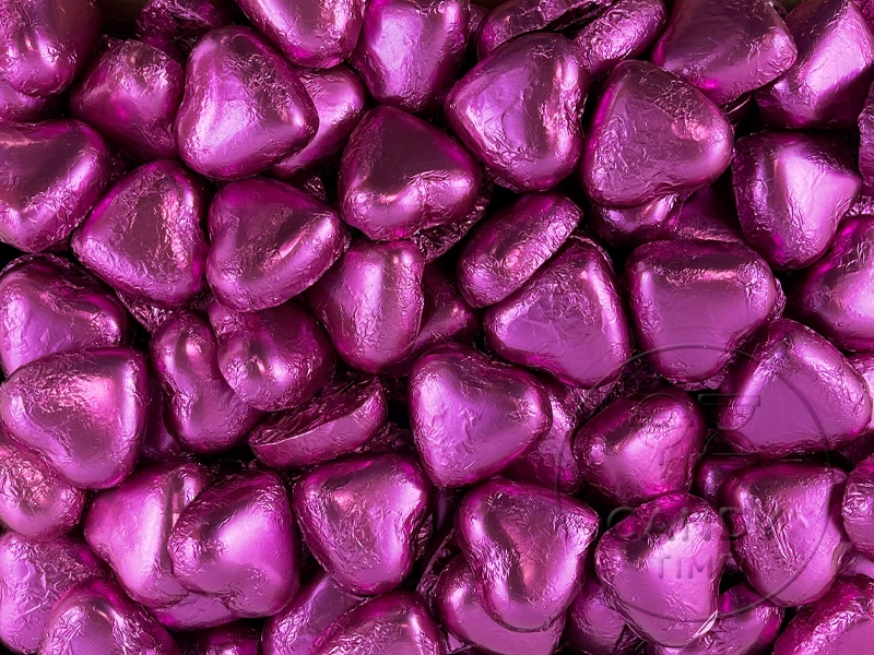 Lolliland Milk Chocolate Foil Hearts 1kg Bag Hot Pink 3 Lolliland Milk Chocolate Foil Hearts 1kg Bag Hot Pink