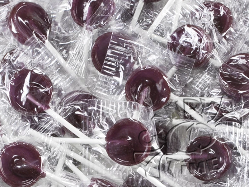 Flat Lollipops Purple 1kg Bag 125pc 3 Flat Lollipops Purple 1kg Bag 125pc