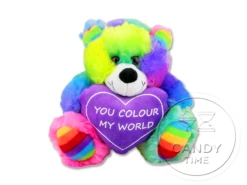 Rainbow Bear With Heart 18cm