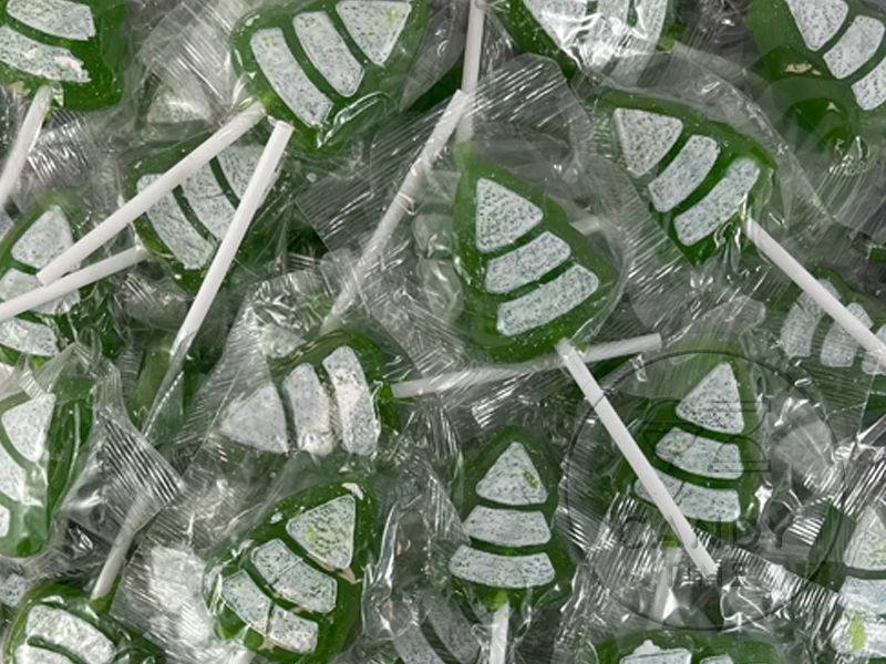 Christmas Tree Flat Lollipops Green 70pce Bag 3 Christmas Tree Flat Lollipops Green 70pce Bag