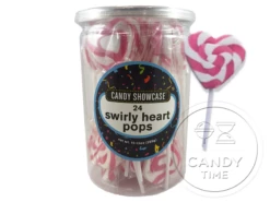 Swirly Heart Pops Pink Tub Of 24
